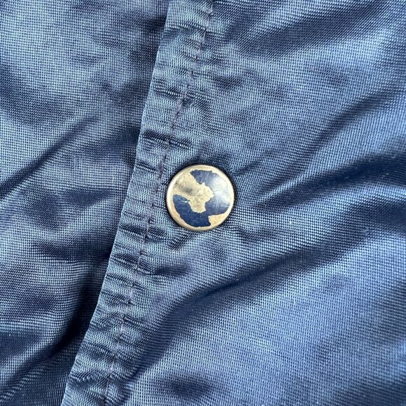 VTG 90s Starter Chicago Bears Satin Jacket Adult Large Blue Snap Button Bomber - Picture 7 of 16